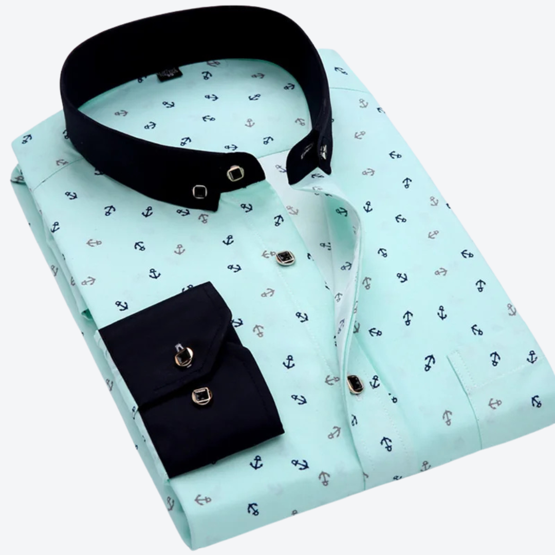 Ethereal Nautical Print Long Sleeve Shirt For Men | Marcellin