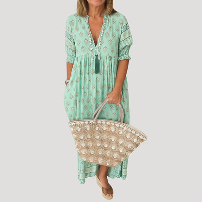 Harbor Boho midi dress with printed design for women | Liora