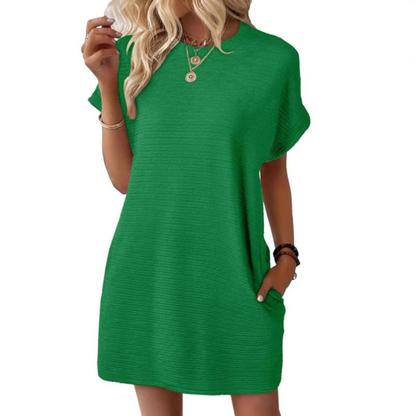 Fitted Casual Minimalist Round Neck Dress For Women | Lurelle