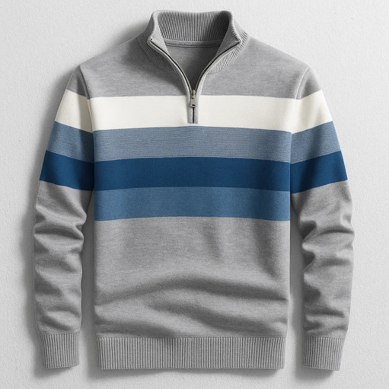 Wise Stripe Quarter-Zip Sweater For Men | Ronan