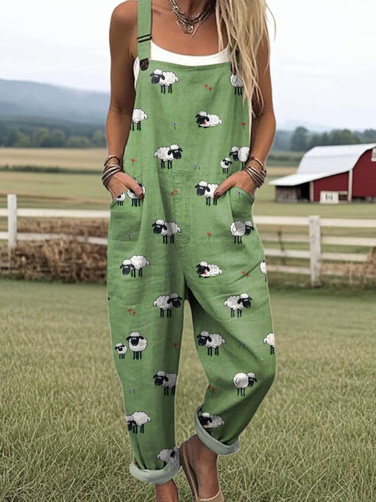 Organic Casual printed jumpsuit for women | Whimsical Sheep