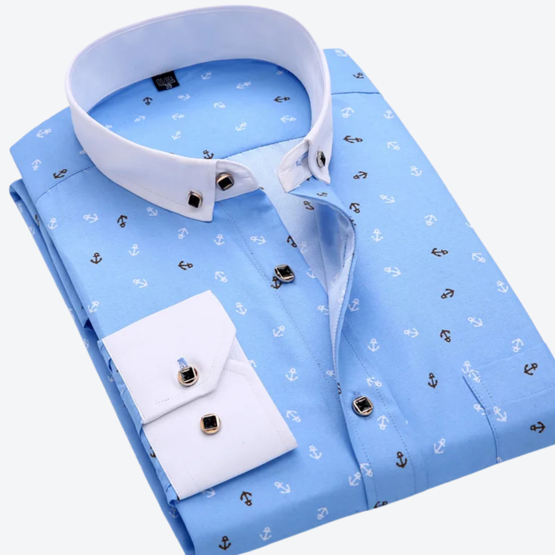 Ethereal Nautical Print Long Sleeve Shirt For Men | Marcellin
