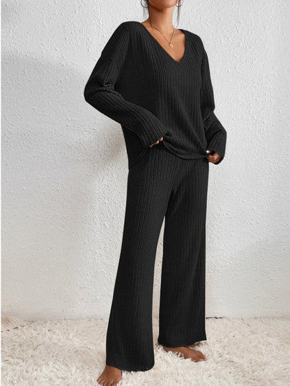 Relaxed Relaxed Ribbed Two Piece Lounge Set For Women | Mireva