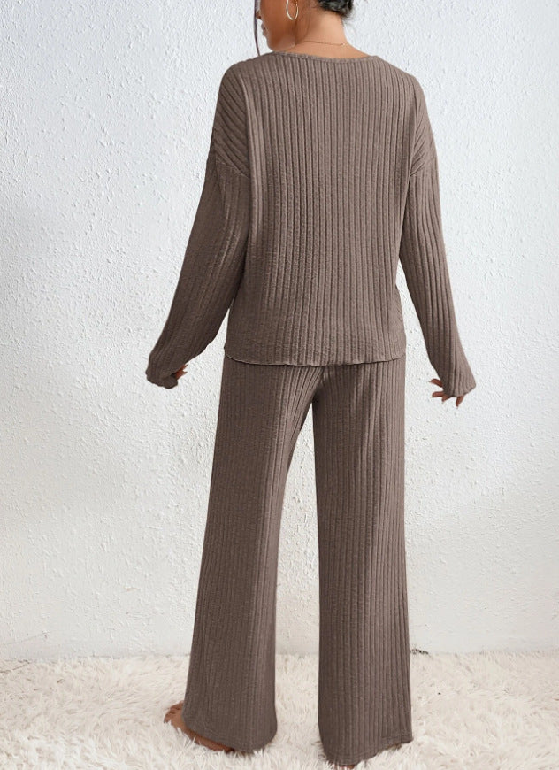 Relaxed Relaxed Ribbed Two Piece Lounge Set For Women | Mireva