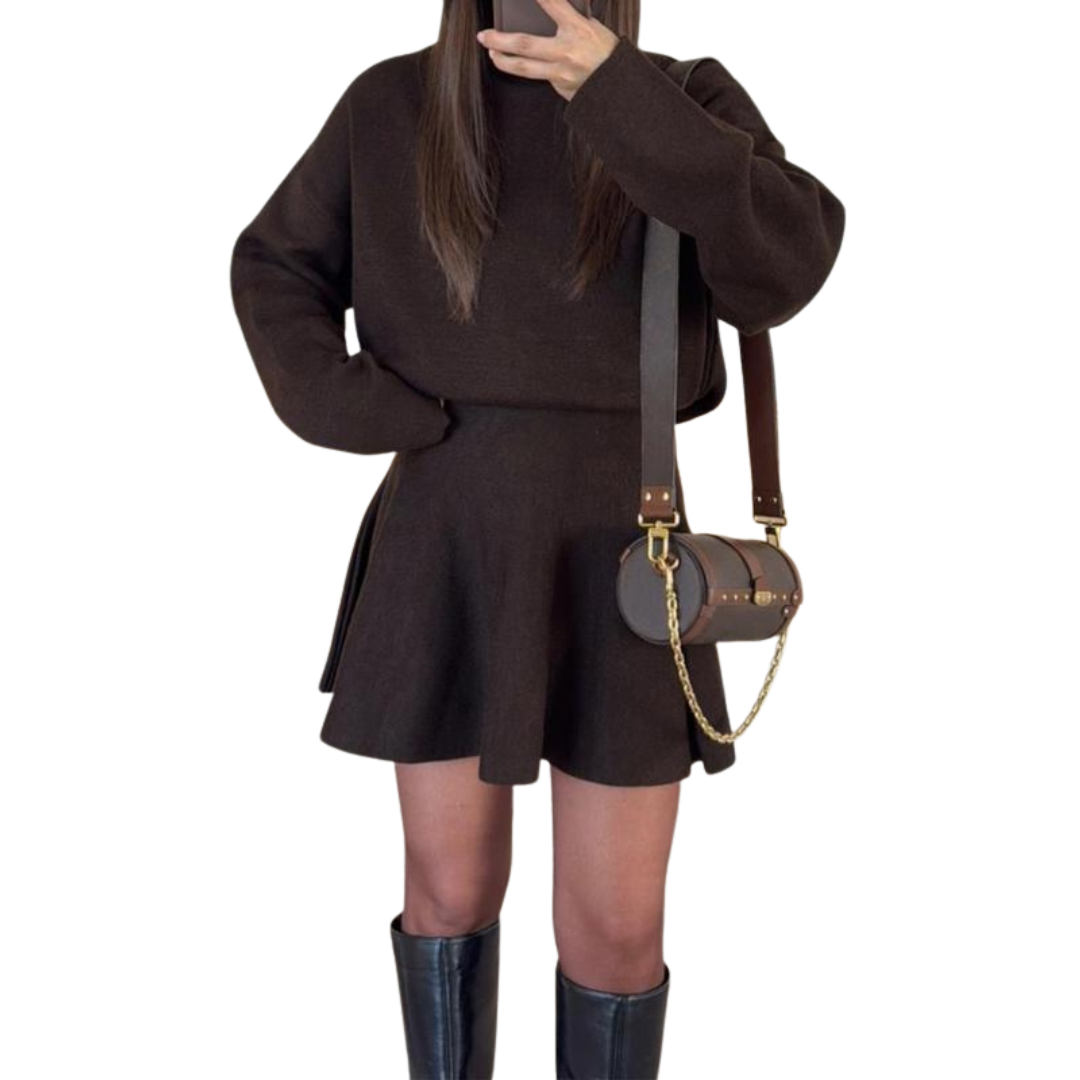 Bloomsbury Half High Neck Knit Sweater Dress For Women | Merylle
