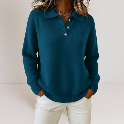 Floral Collared Button Neck Sweater for Women | Celestine