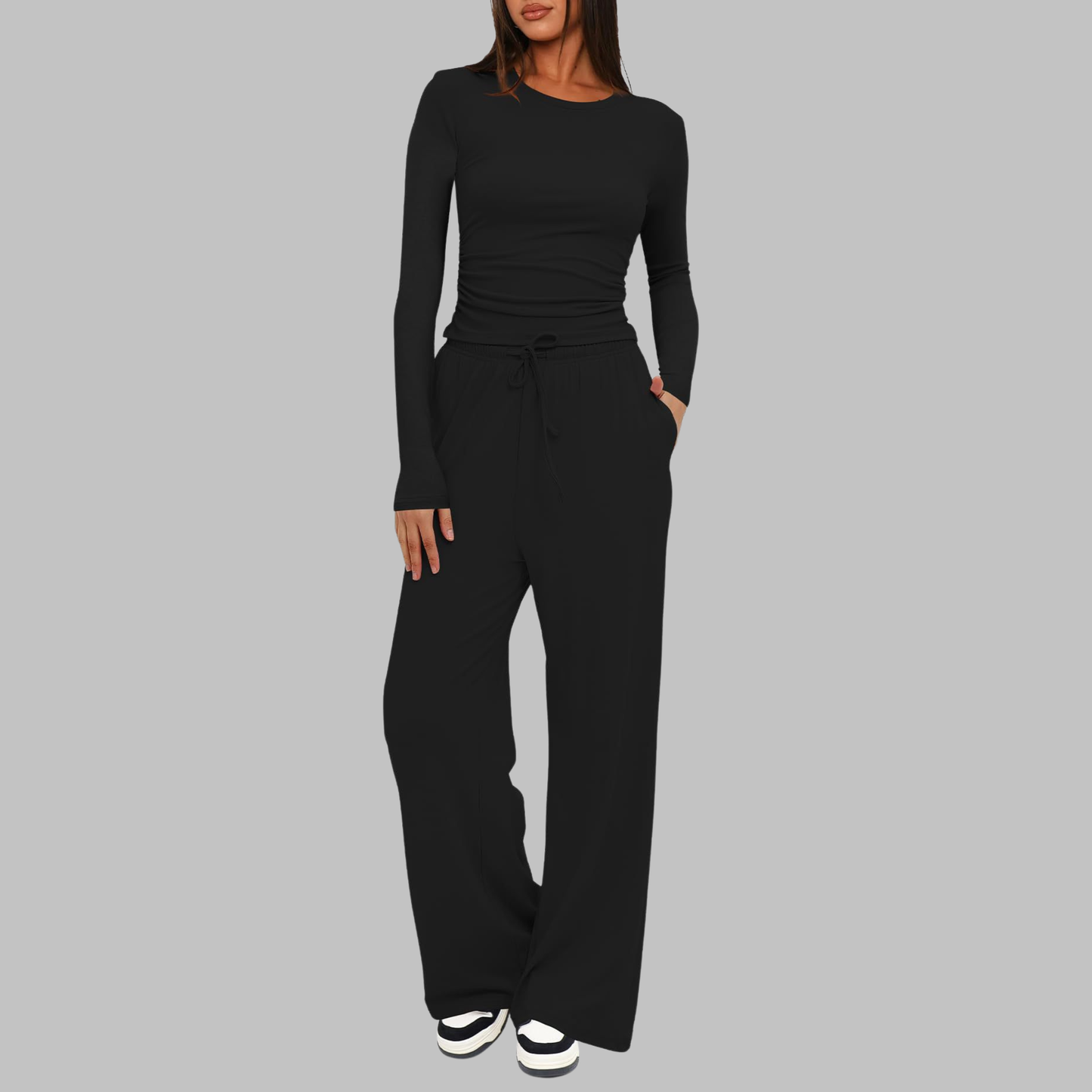 Mayfair Casual Long Sleeve Top And Wide Leg Trousers Set For Women | Virella