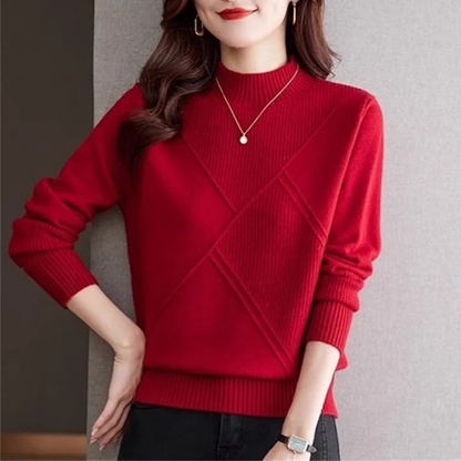 Leading Ribbed Mock Neck Sweater For Women | Elowenna