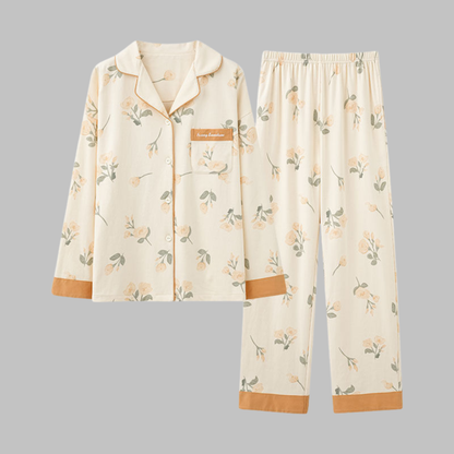 Layered Cozy Long Sleeve Top And Trousers Lounge Set For Women | Serelune