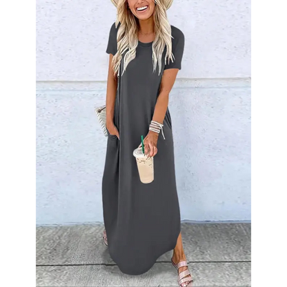 Tudor Casual Round Neck Maxi Dress For Women | Arvena