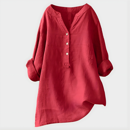 Silent Elegant V-neck blouse with relaxed silhouette for women | Veronique