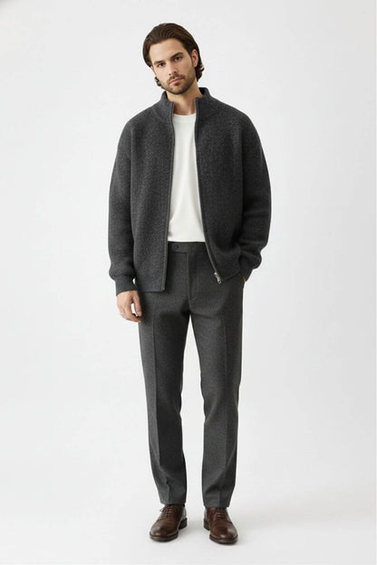 Pristine Full Zip Stand Collar Jacket For Men | Darvyn