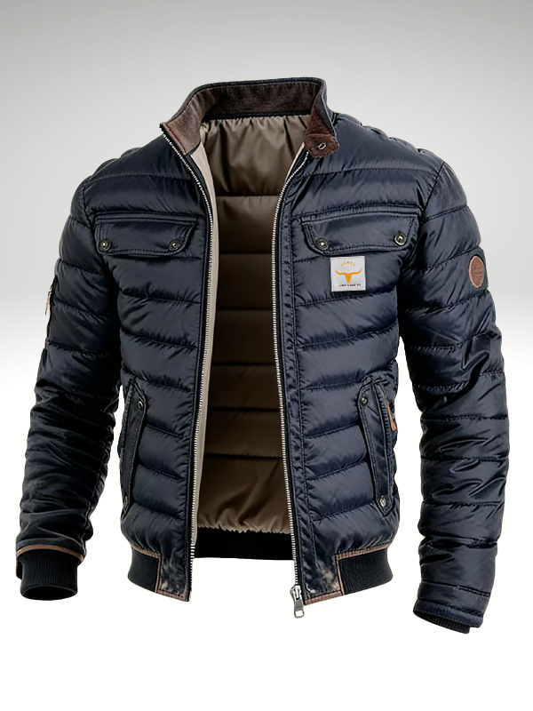Reflective Quilted Stand Collar Jacket For Men | Laurent