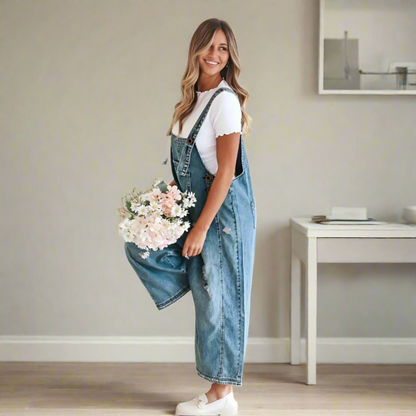 Structured Vintage Wash Adjustable Jumpsuit For Women | Maristelle