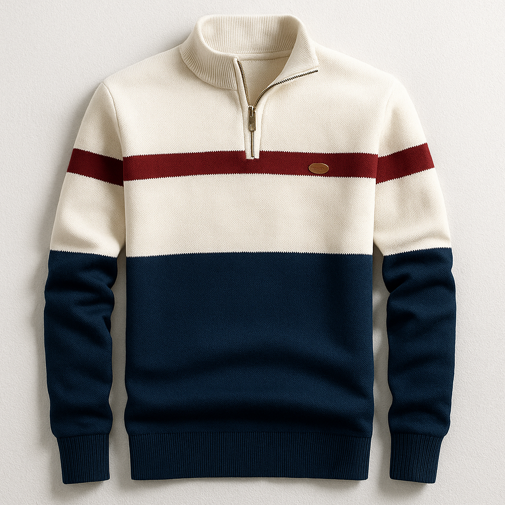 Focused Heritage Stripe Quarter-Zip Sweater For Men | Alden