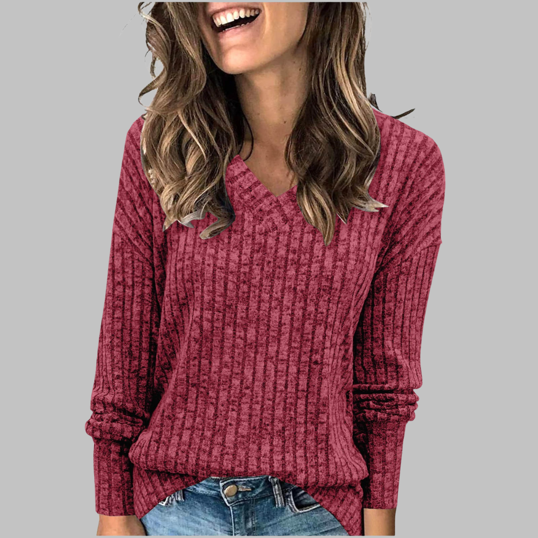 Orchard Comfy V Neck Long Sleeve Top For Women | Alina