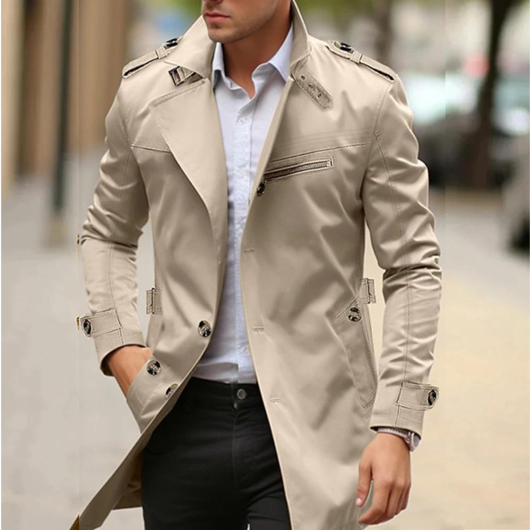 Pretty Classic Double Breasted Trench Coat For Men | Alarion