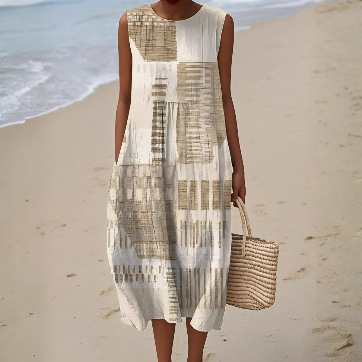 Tender Abstract summer dress with flowing silhouette for women | Helena