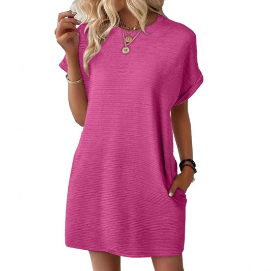 Fitted Casual Minimalist Round Neck Dress For Women | Lurelle