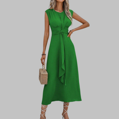 Marina Sleeveless Round Neck Long Dress For Women | Helena