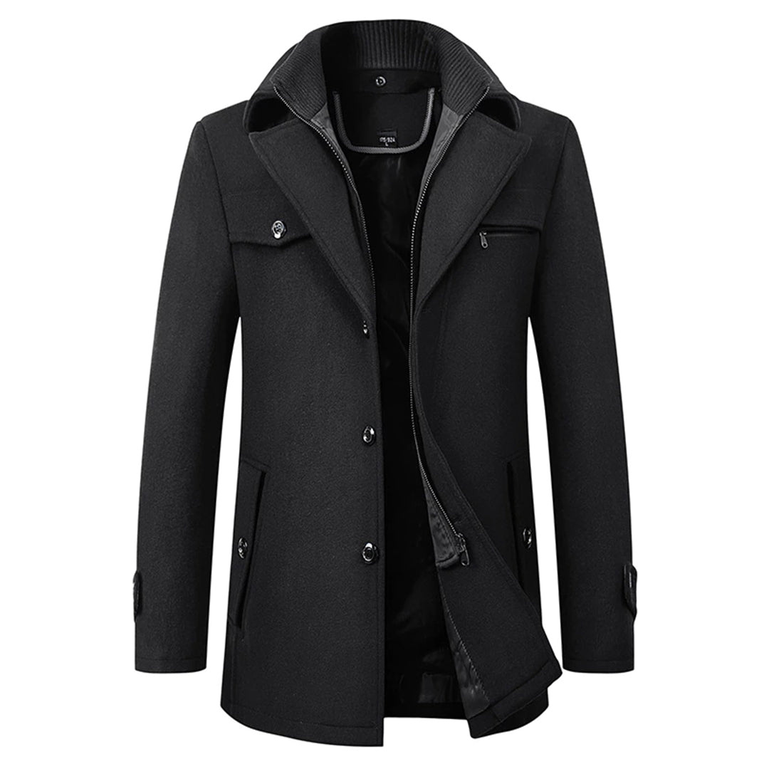 Meadow Long slim-fit coat with high collar for men | Altair