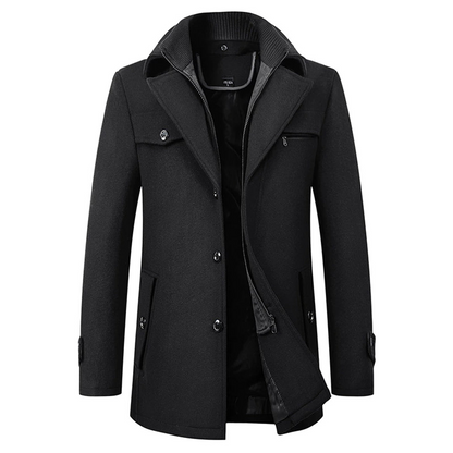 Meadow Long slim-fit coat with high collar for men | Altair