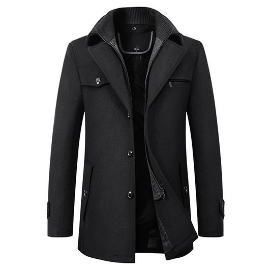 Meadow Long slim-fit coat with high collar for men | Altair
