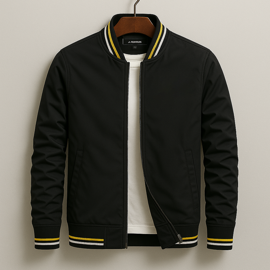 Attentive Striped Trim Zip-Up Jacket For Men | Grayson