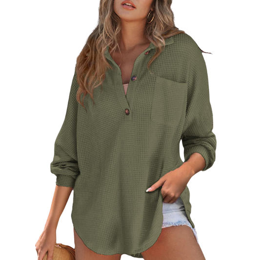 Slim Lightweight V-neck tunic blouse for women | Kathryn