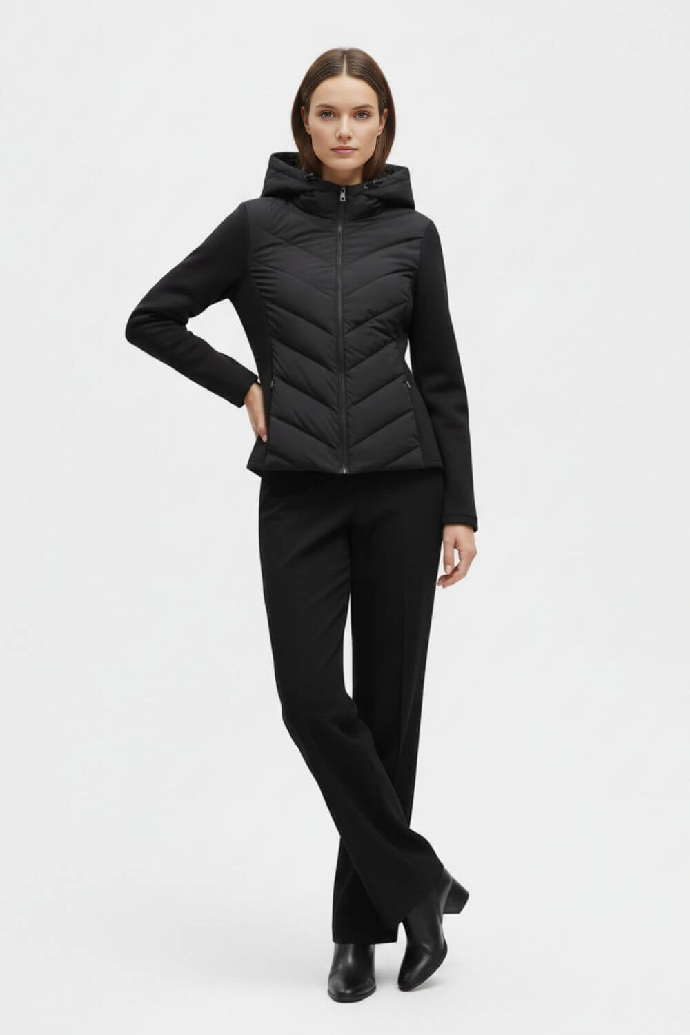 Artisan Hooded Chevron Quilted Puffer Jacket For Women | Selvara