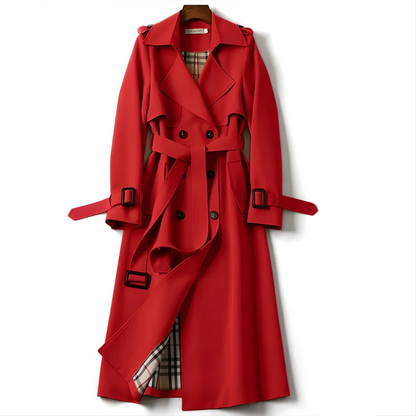 Printed Belted Double Breasted Trench Coat for Women | Elara