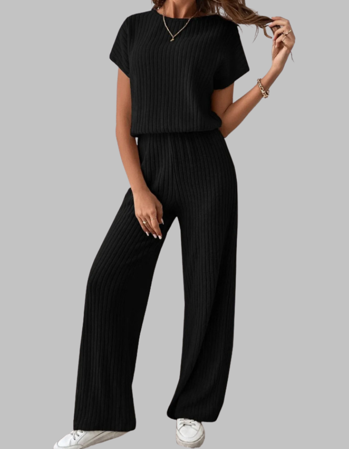 Selected Casual Short Sleeve Top And Trousers Set For Women | Elamirae