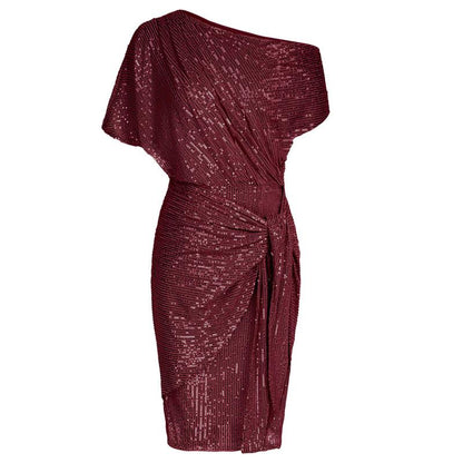 Vibrant Elegant Off Shoulder Sequin Bodycon Dress For Women | Ariselle
