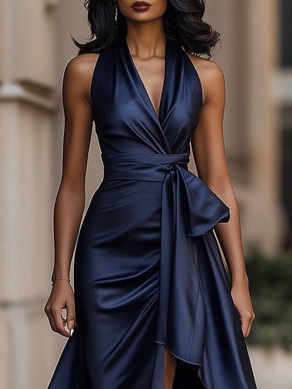 Royal Elegant Halter Neck Long Dress For Women | Sara
