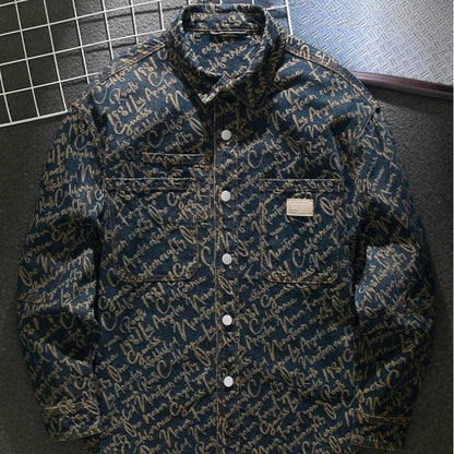 Rose Embroidered Button Front Jacket for Men | Cassian