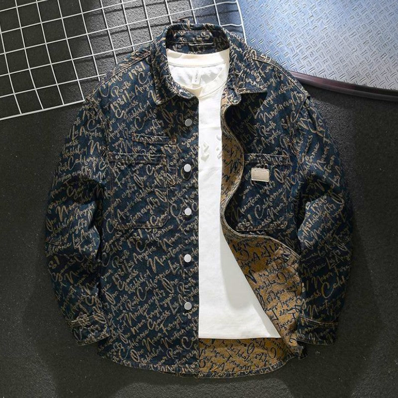 Rose Embroidered Button Front Jacket for Men | Cassian
