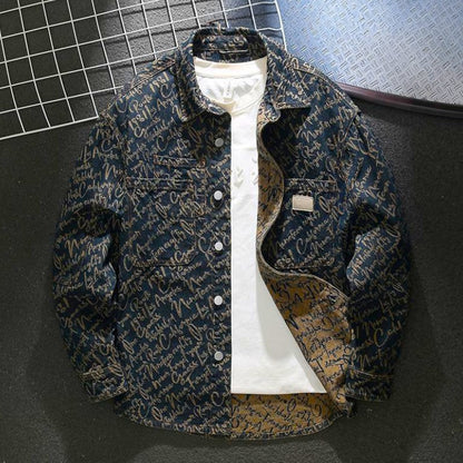 Rose Embroidered Button Front Jacket for Men | Cassian