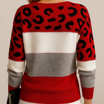 Smocked Leopard Print Casual Sweater For Women | Sera