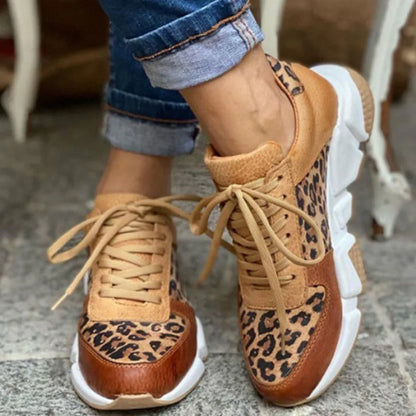 Knitted Leopard Print Lace Up Sneakers For Women | Iris