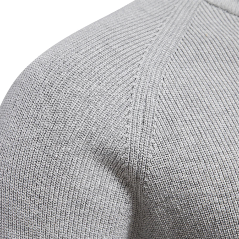 Lavender Ribbed Zip Neck Sweater for Men | Corin