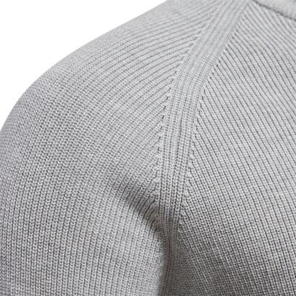 Lavender Ribbed Zip Neck Sweater for Men | Corin