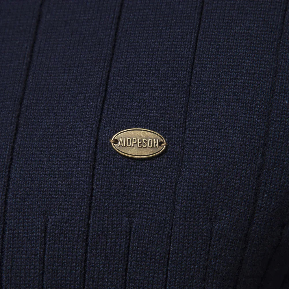Lavender Ribbed Zip Neck Sweater for Men | Corin