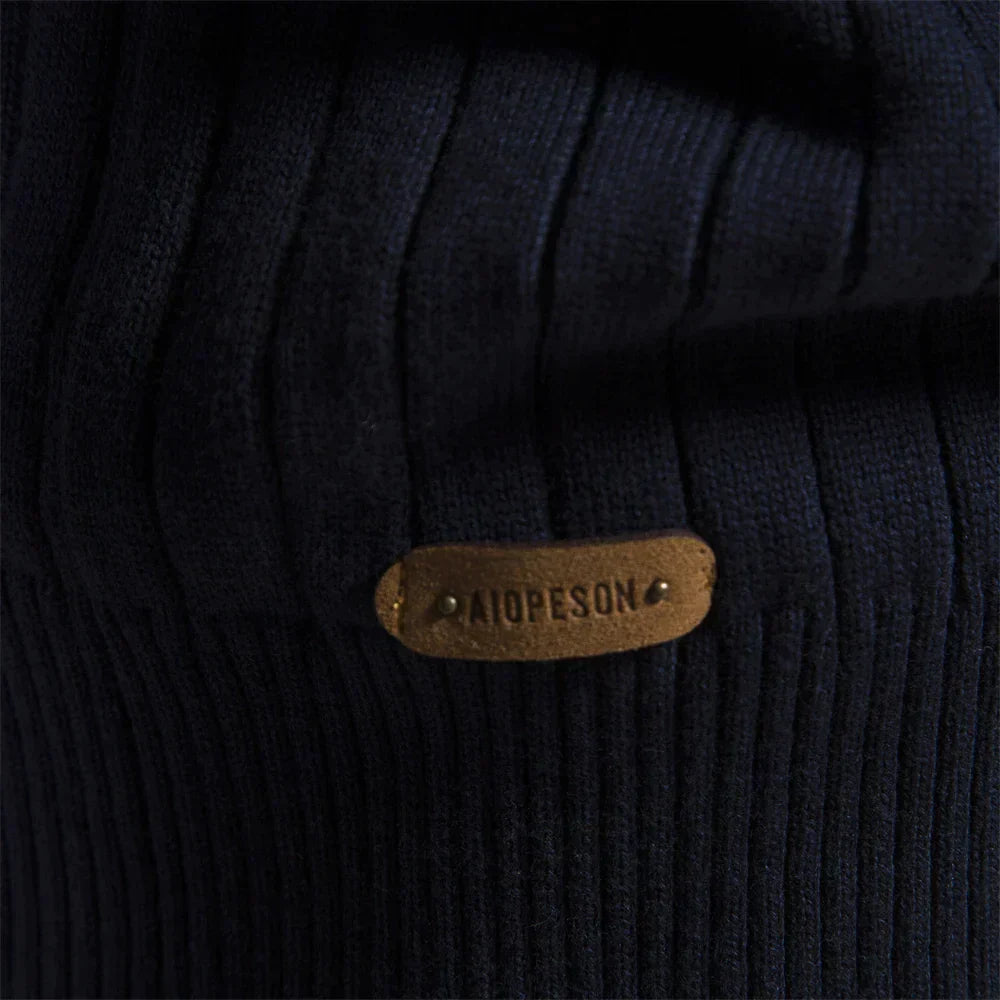 Lavender Ribbed Zip Neck Sweater for Men | Corin