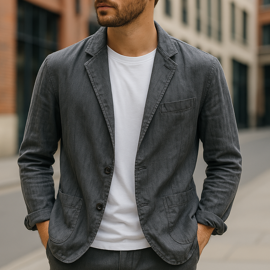 Bronze Tailored Single Button Blazer for Men | Matteo