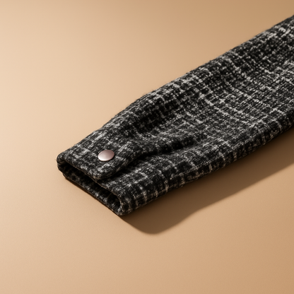 Silken Houndstooth Button Front Overshirt For Men | Victor