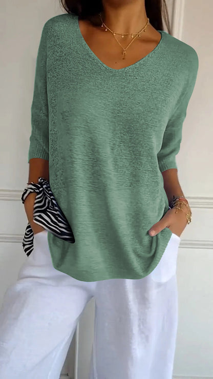 European Timeless V Neck Top For Women | Cassie