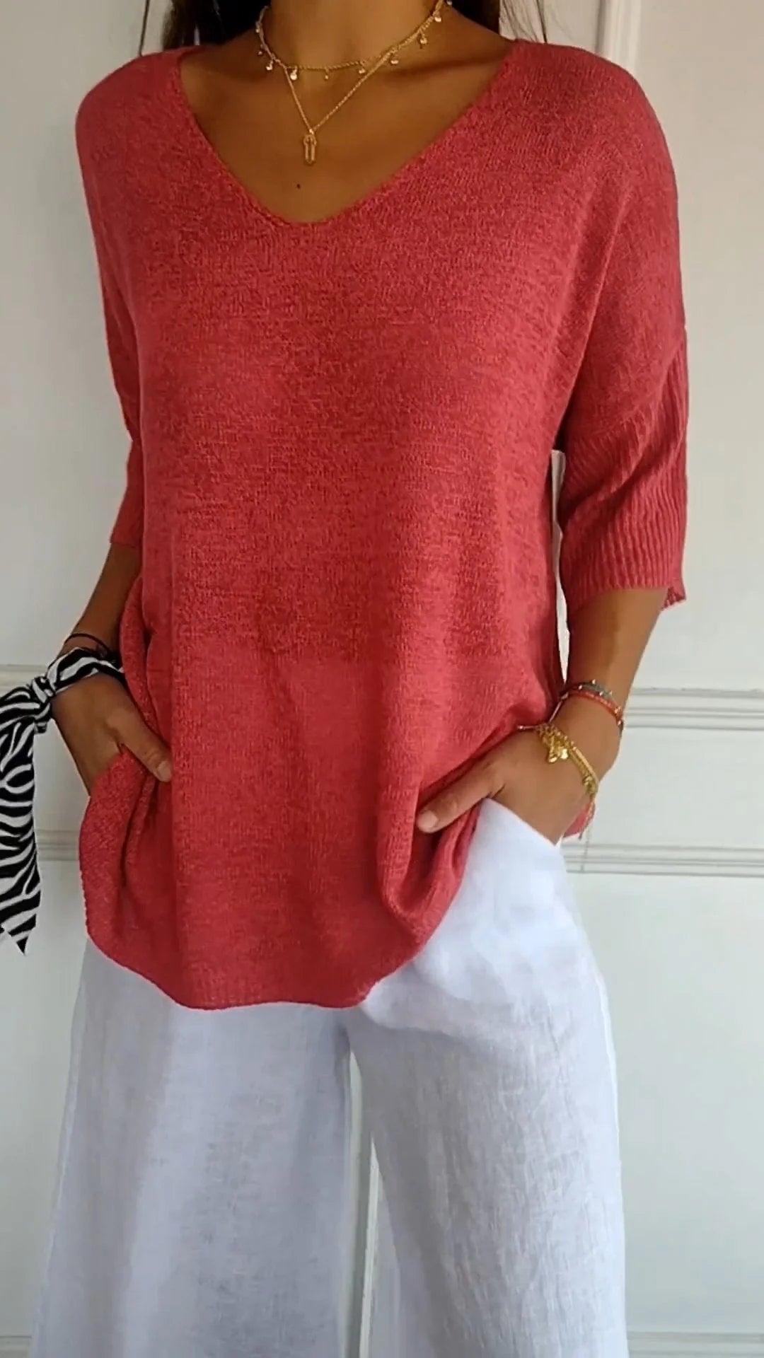 Casual V-neck relaxed everyday top for women | Lauren -2