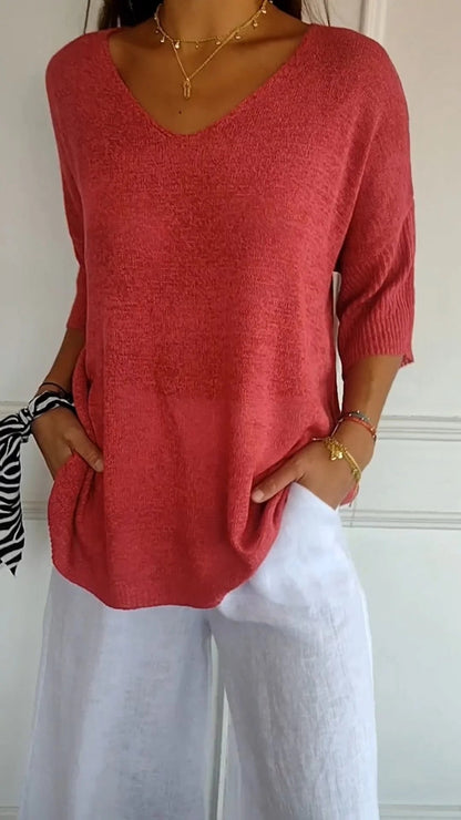 European Timeless V Neck Top For Women | Cassie