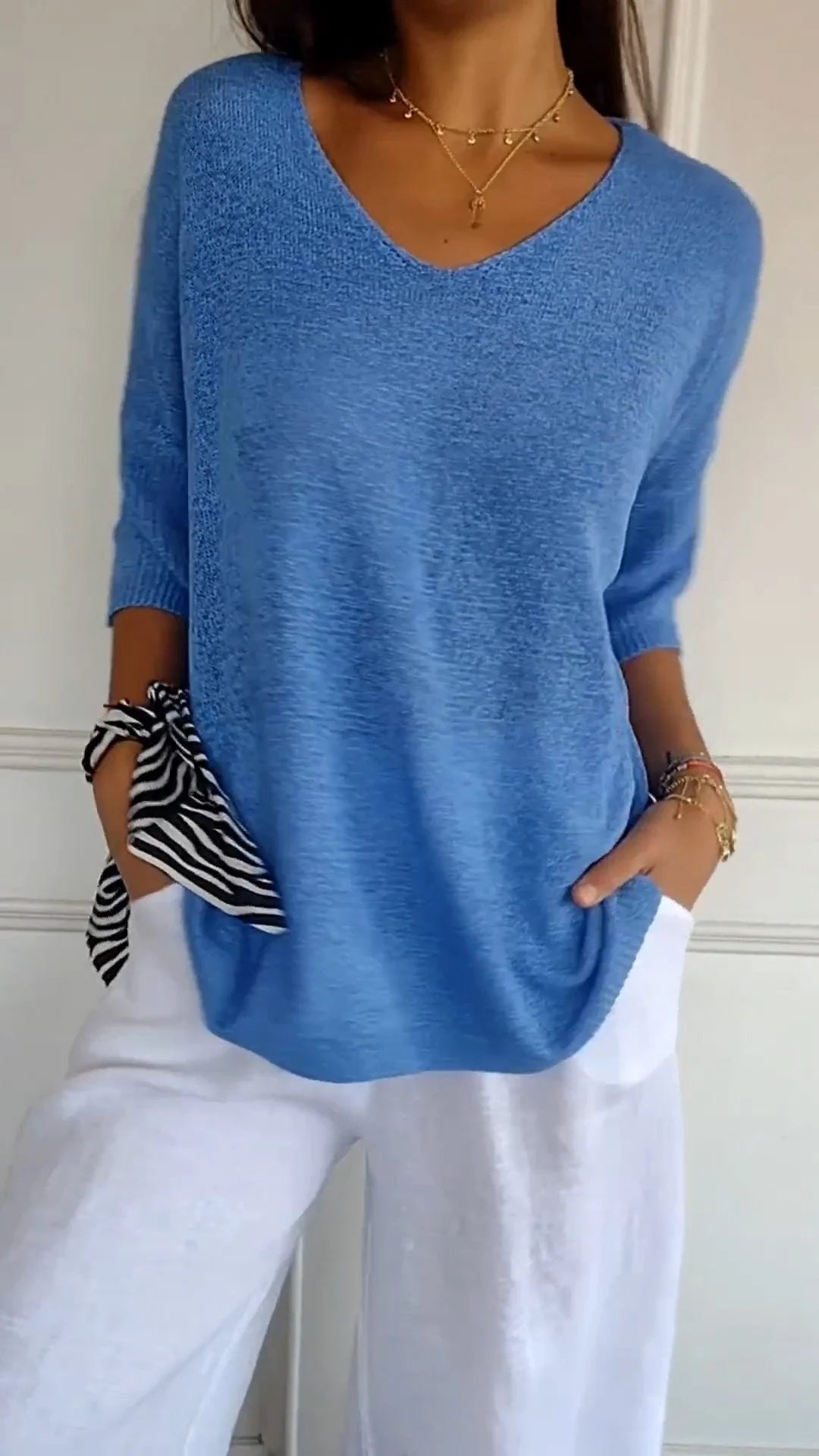 European Timeless V Neck Top For Women | Cassie