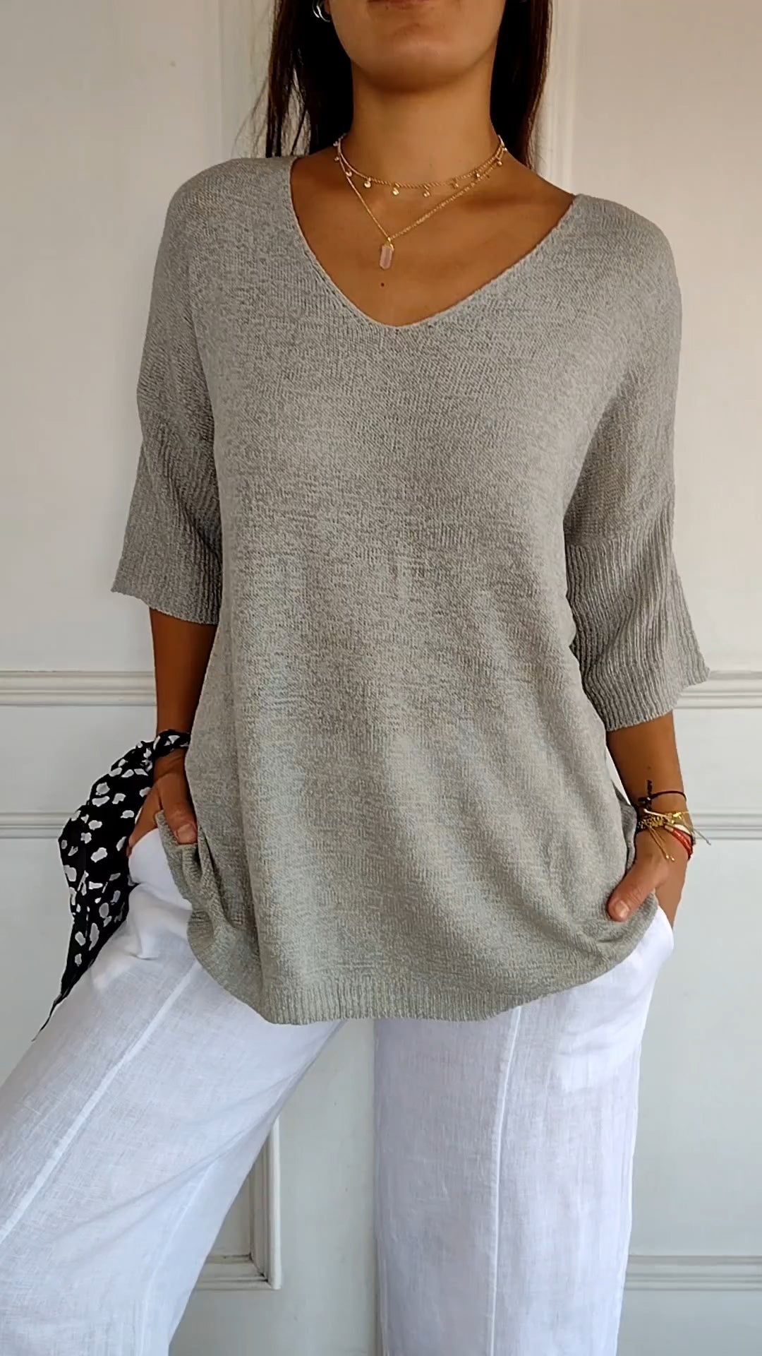 Casual V-neck relaxed everyday top for women | Lauren -8